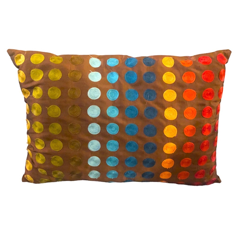 Pier 1 Rectangle Pillow Brown Rainbow Circle